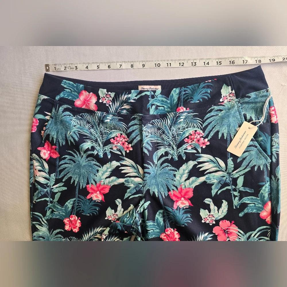 Tommy Bahama Everyday Pants Women's Navy Tropical Floral Active Stretch Size‎ XL - Picture 3 of 13